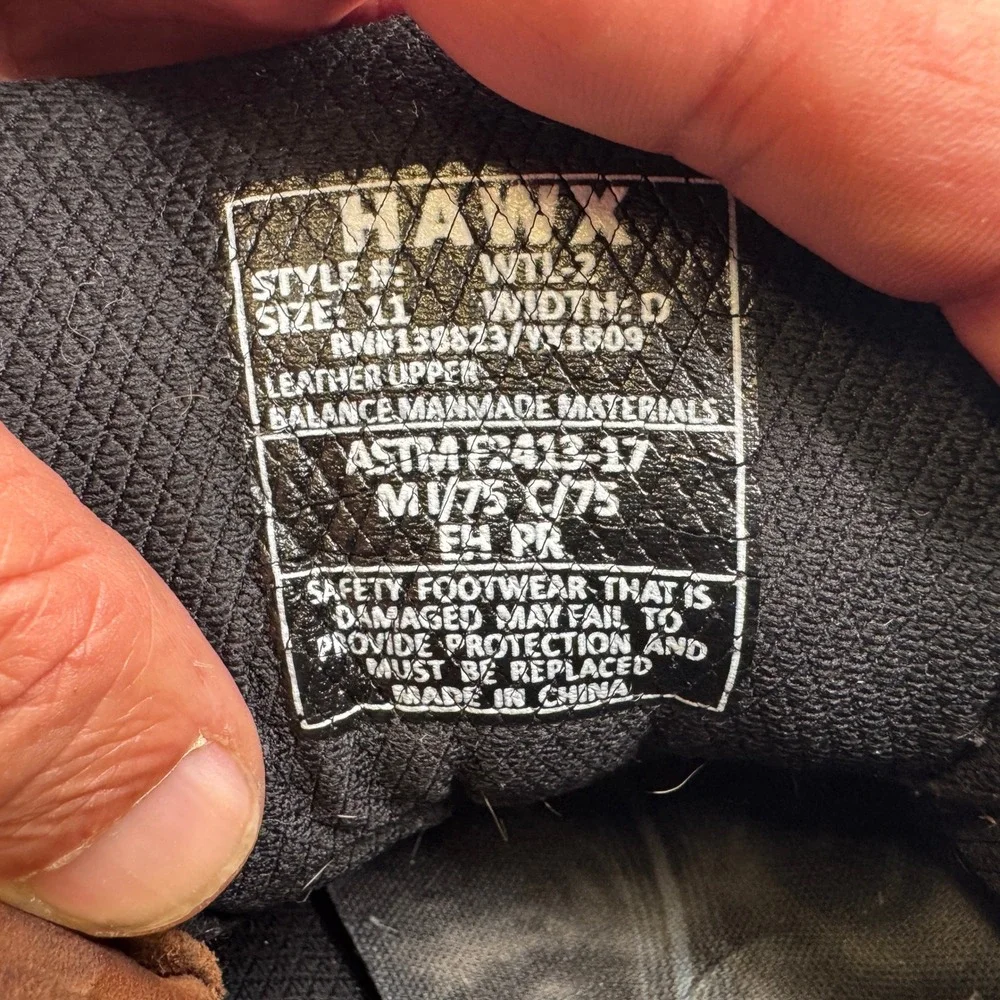 Hawx Composite Toe Work Boot Men 11 Brown Leather ASTM F2413-17 Safety Footwear